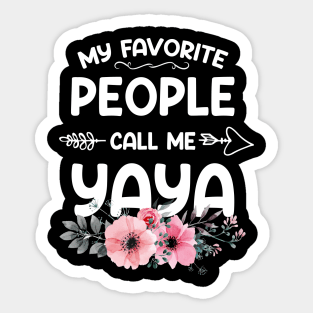 My Favorite People Call Me Yaya Pink Floral Mother's Day Sticker